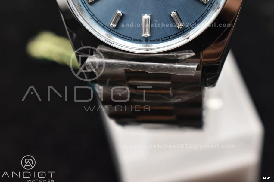 A2836 Weight Bracelet GSF Gain SS DayDate Blue Crystal On 40 Iced President Dial 0403